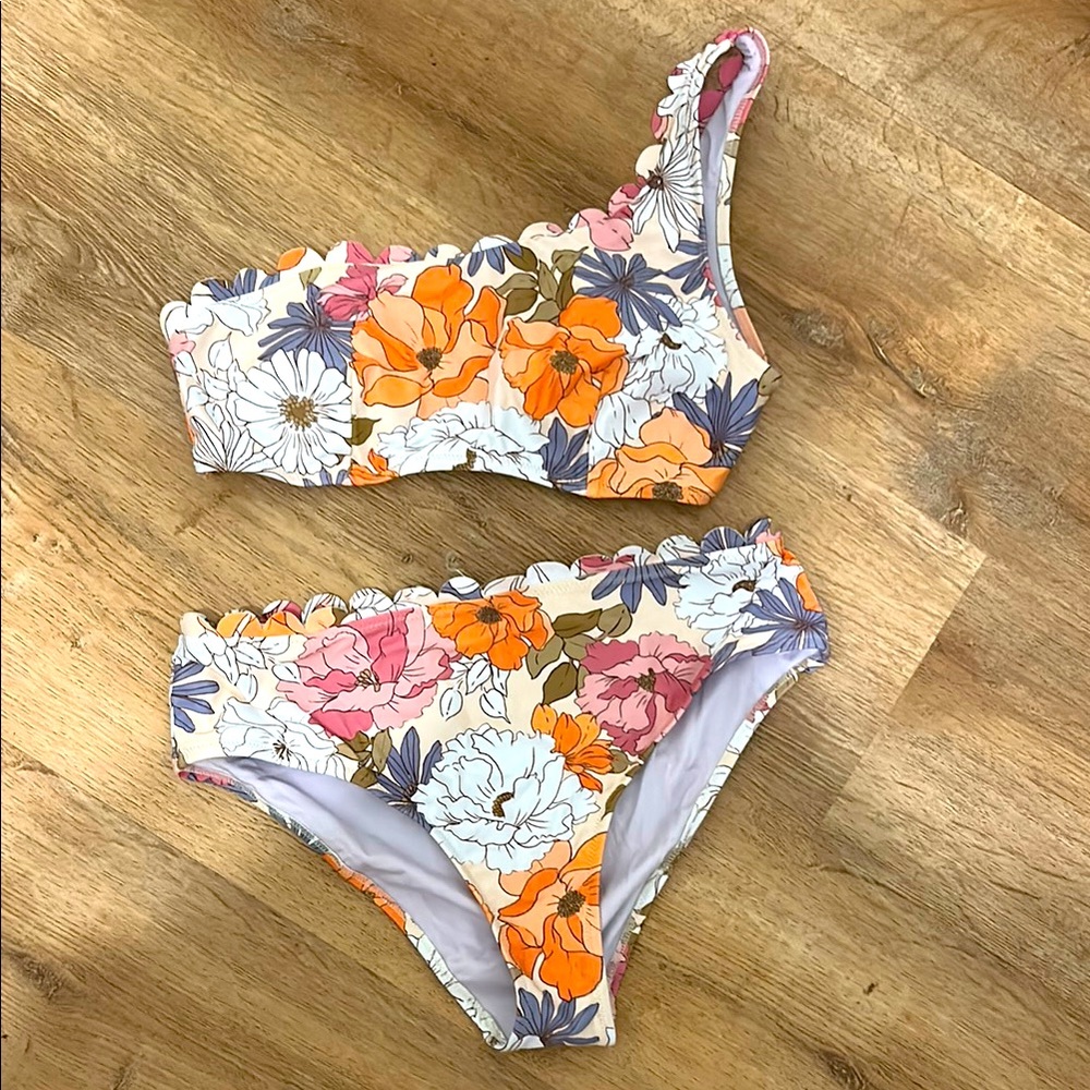 Floral One-Shoulder Bikini Set